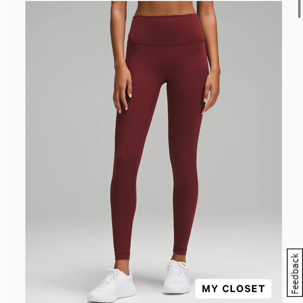 SOLD Lululemon Wunder Train High Rise 28” in Red Merlot